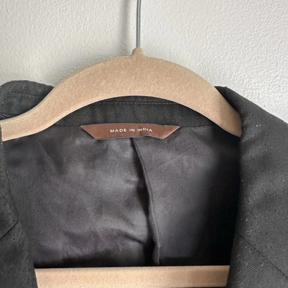 Merona Blazer Suit Jacket Mens 44L Black Excellent 3-Button Notch Lapel Twill‎